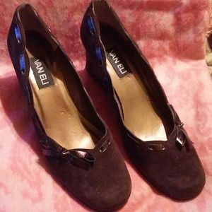 9M Brown Suede wedge heel.